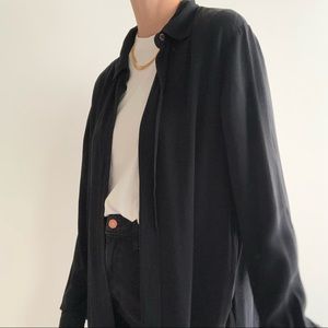 Eileen Fisher Black Silk Button Down